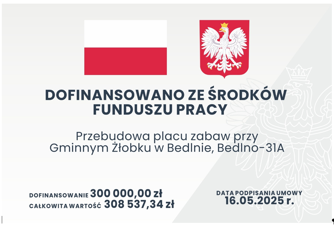 Przebudowa placu zabaw przy Gminnym Żłobku w Bedlnie