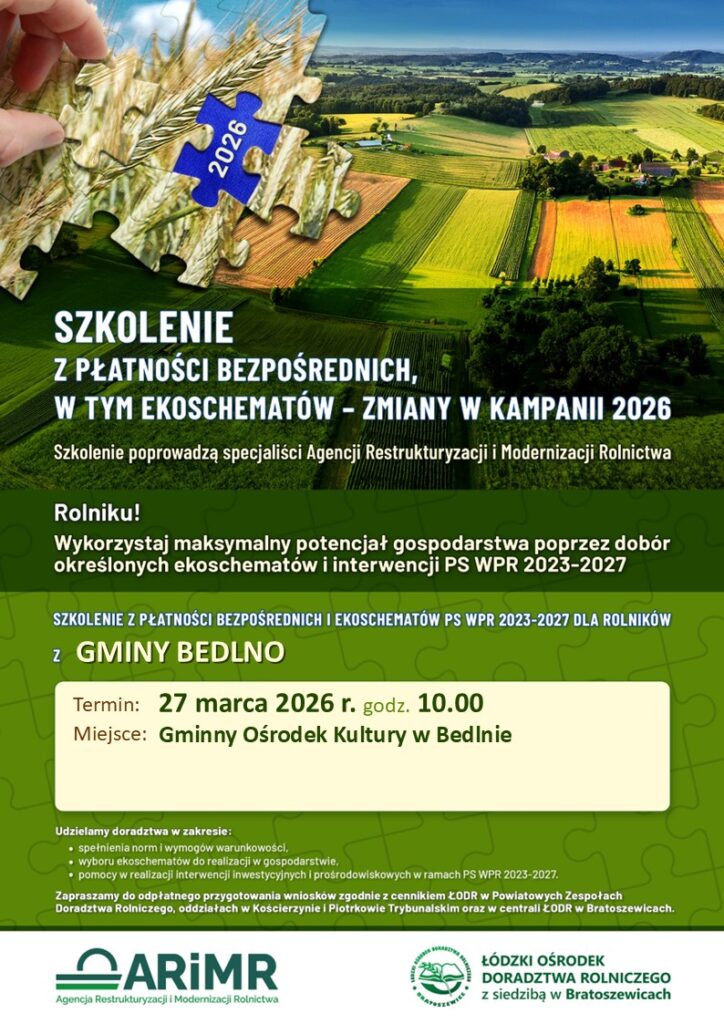 Szkolenie z płatności bezpośrednich w tym ekoschematów – zmiany w kampanii 2026